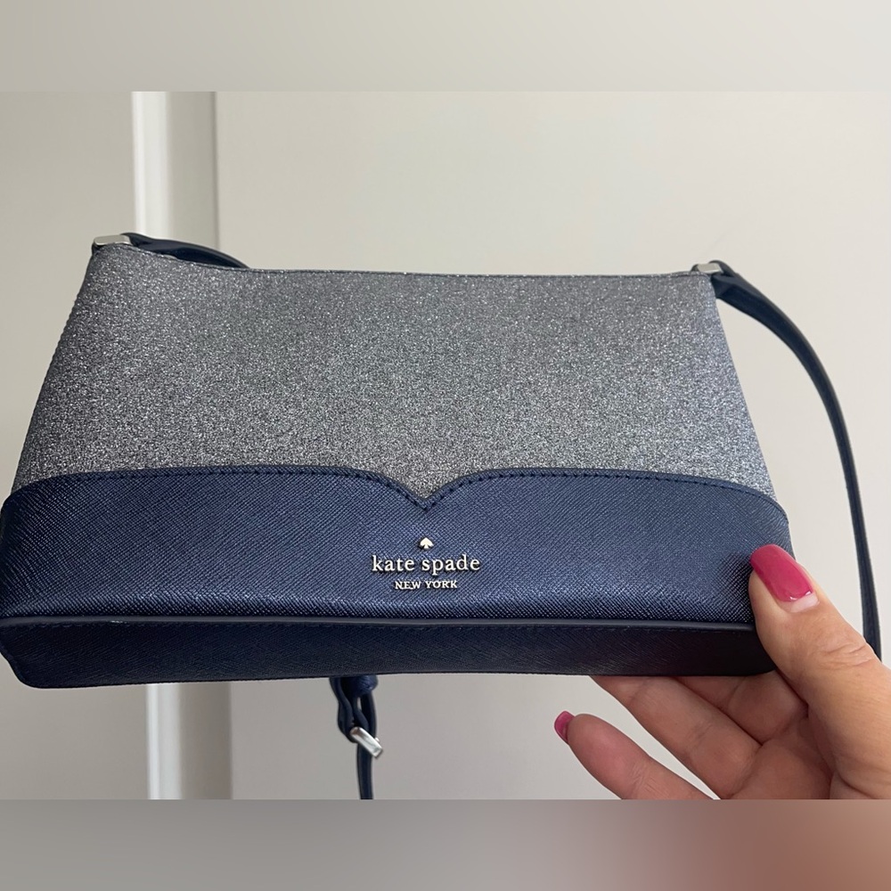 NWOT! Kate Spade Lola Glitter Navy and Silver Crossbody Bag( Navy dusk) - Picture 10 of 16